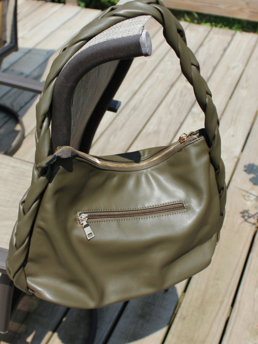 NWT Vegan Jen & Co. Delilah Knotted Hobo Bag Olive Green Purse